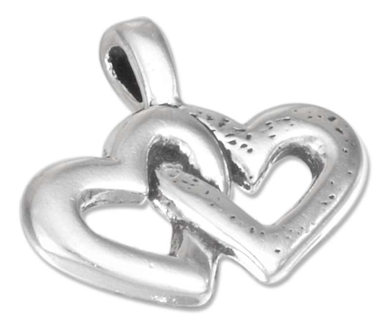 Smooth Etched Double Hearts Pendant Smooth Etched Double Hearts Pendant