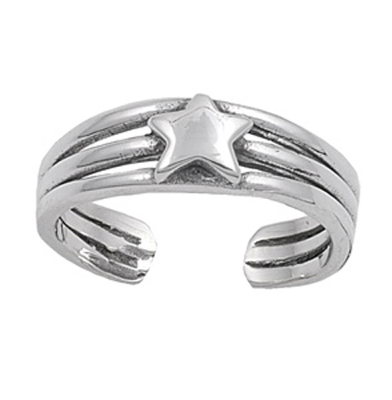 Three Ridges With Star Celestial Adjustable Toe Ring Three Ridges With Star Celestial Adjustable Toe Ring