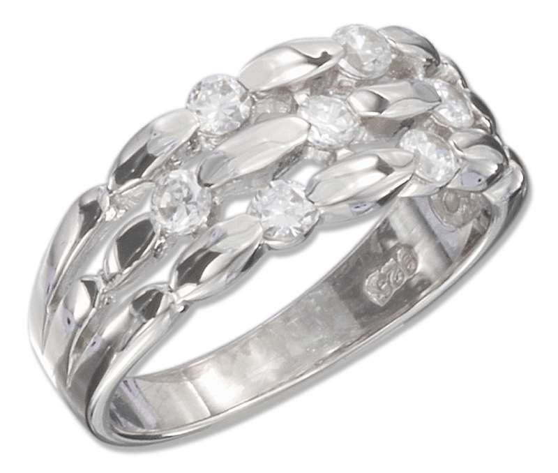 3 Row Scattered Cubic Zirconia Ring 3 Row Scattered Cubic Zirconia Ring