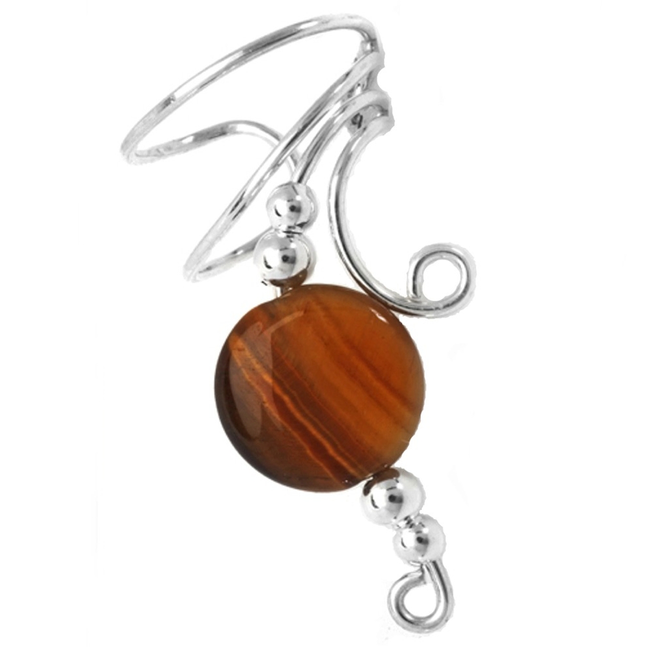 Right Only Tiger Eye Oval Disc Wave Ear Cuff Wrap Right Only Tiger Eye Oval Disc Wave Ear Cuff Wrap