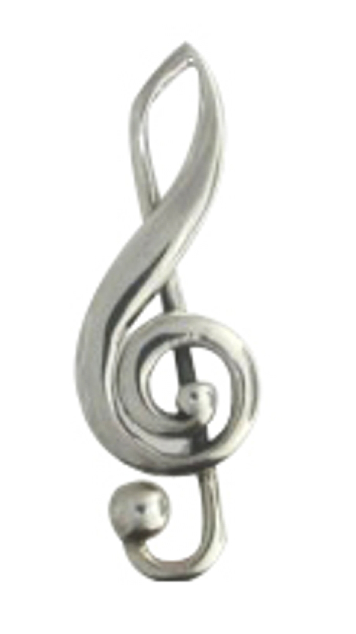 Treble Clef With Inner Scroll Brooch Pin Treble Clef With Inner Scroll Brooch Pin