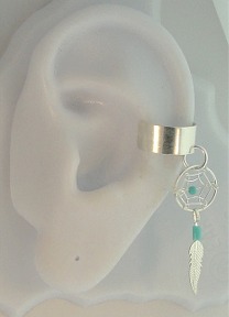 Pierceless Dangle Turquoise Dream Catcher Feather Ear Cuff Pierceless Dangle Turquoise Dream Catcher Feather Ear Cuff
