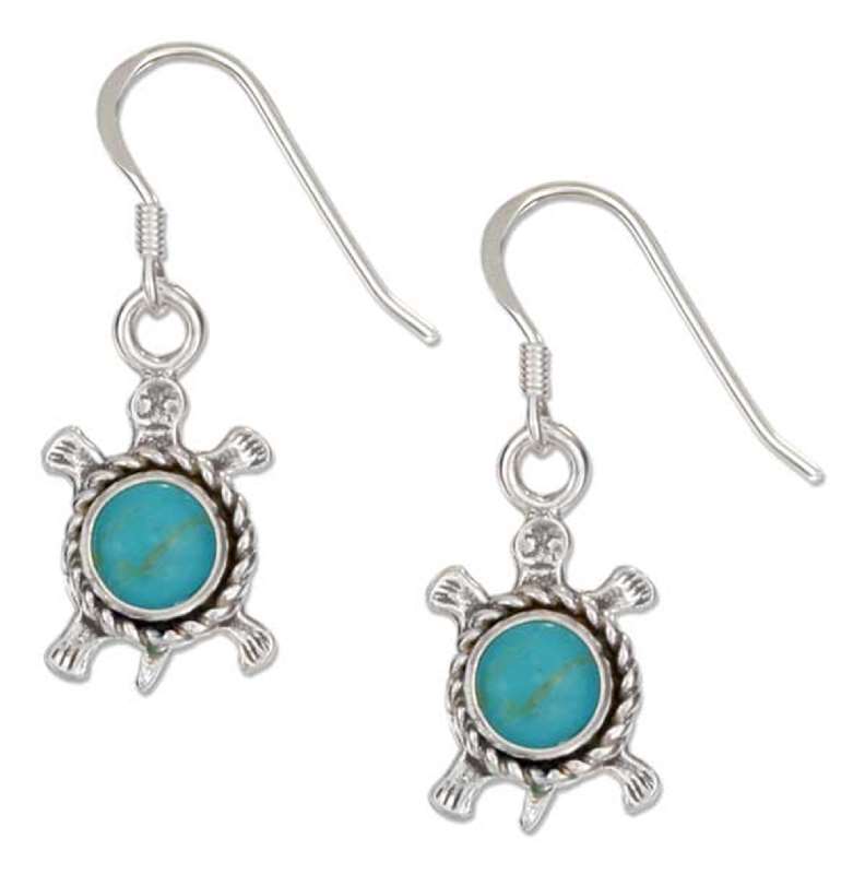 Turtles Turquoise Roping Dangle Earrings Turtles Turquoise Roping Dangle Earrings
