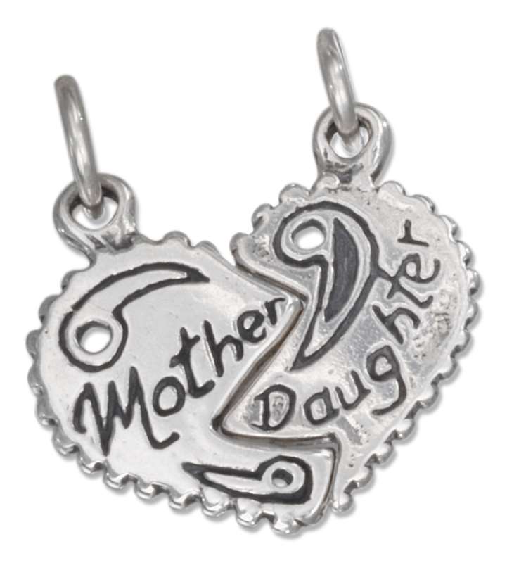 MOTHER DAUGHTER Two 2 Piece Shareable Split Heart Charm MOTHER DAUGHTER Two 2 Piece Shareable Split Heart Charm