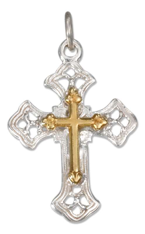 Two Tone Christian Religious Cross Charm Two Tone Christian Religious Cross Charm