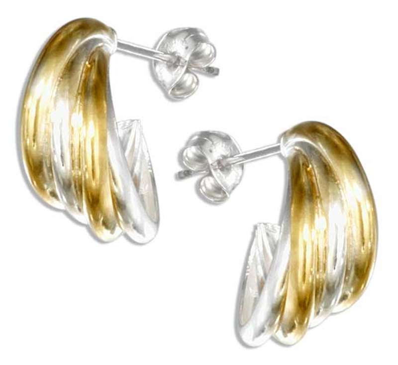 Two Tone Four Tubular Cuff Earrings Two Tone Four Tubular Cuff Earrings
