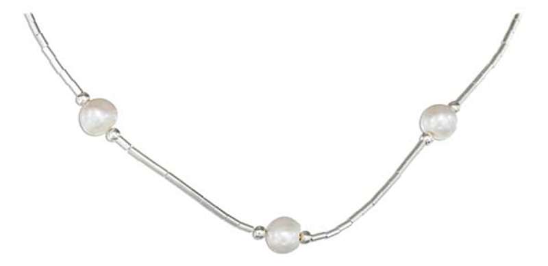 Freshwater Pearls White Liquid Silver Choker Necklace Freshwater Pearls White Liquid Silver Choker Necklace