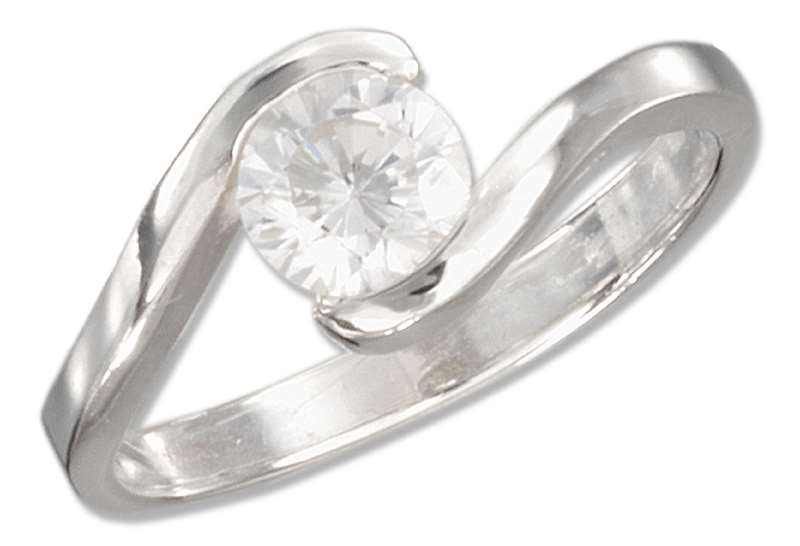 Cubic Zirconia Ring Offset S Shaped Band Cubic Zirconia Ring Offset S Shaped Band