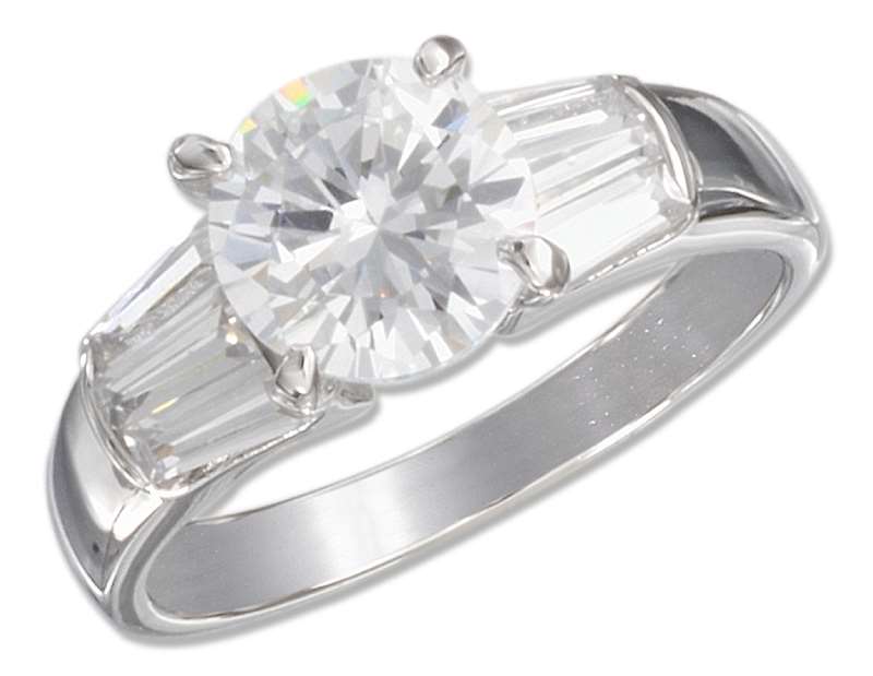 Cubic Zirconia Ring Baguettes On Sides Cubic Zirconia Ring Baguettes On Sides