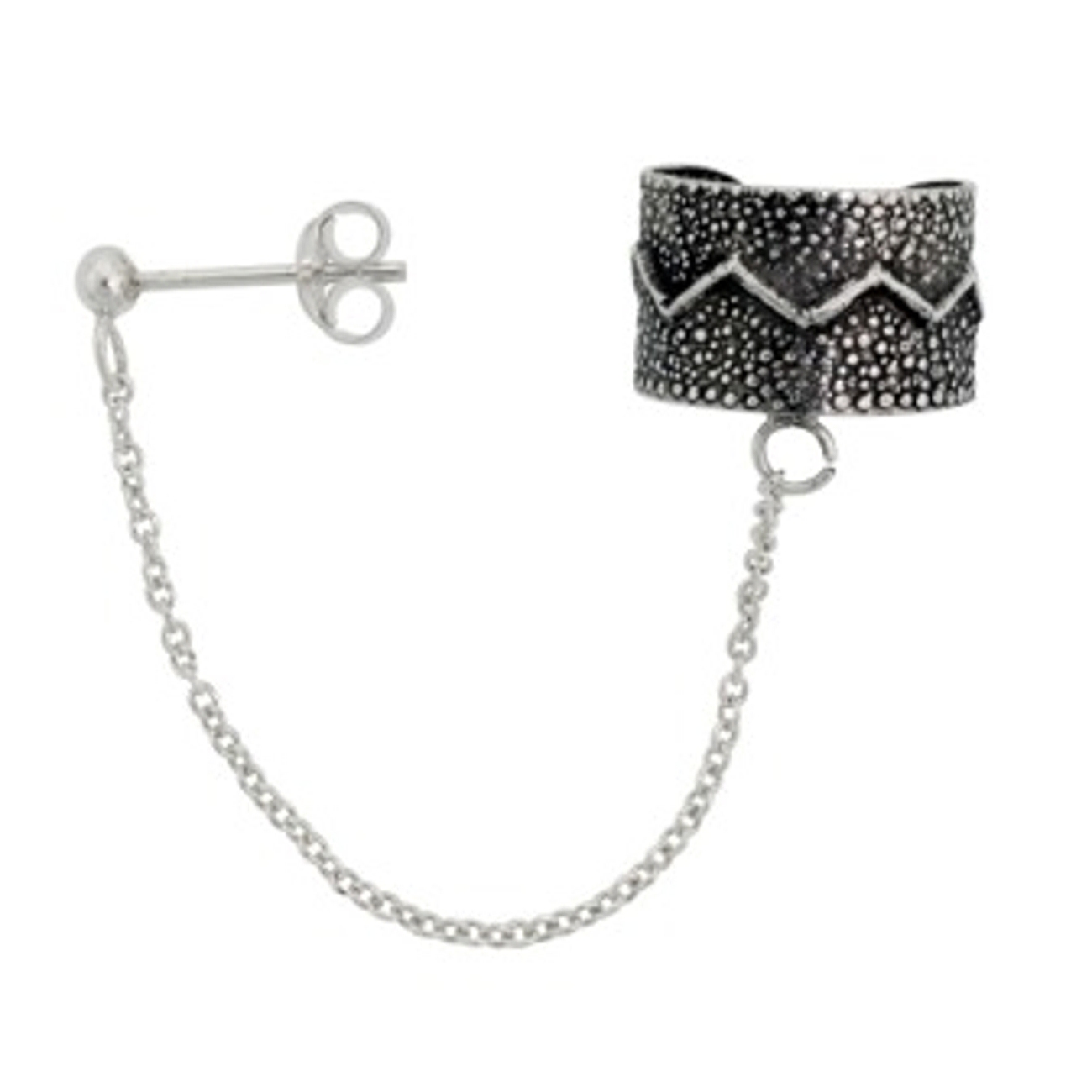 Detailed Zig Zag Line Middle Ear Cuff Band Slave Chain Post Earring Detailed Zig Zag Line Middle Ear Cuff Band Slave Chain Post Earring