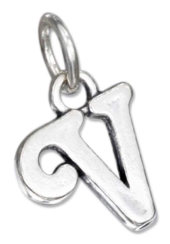 Scrolled Letter V Charm Scrolled Letter V Charm