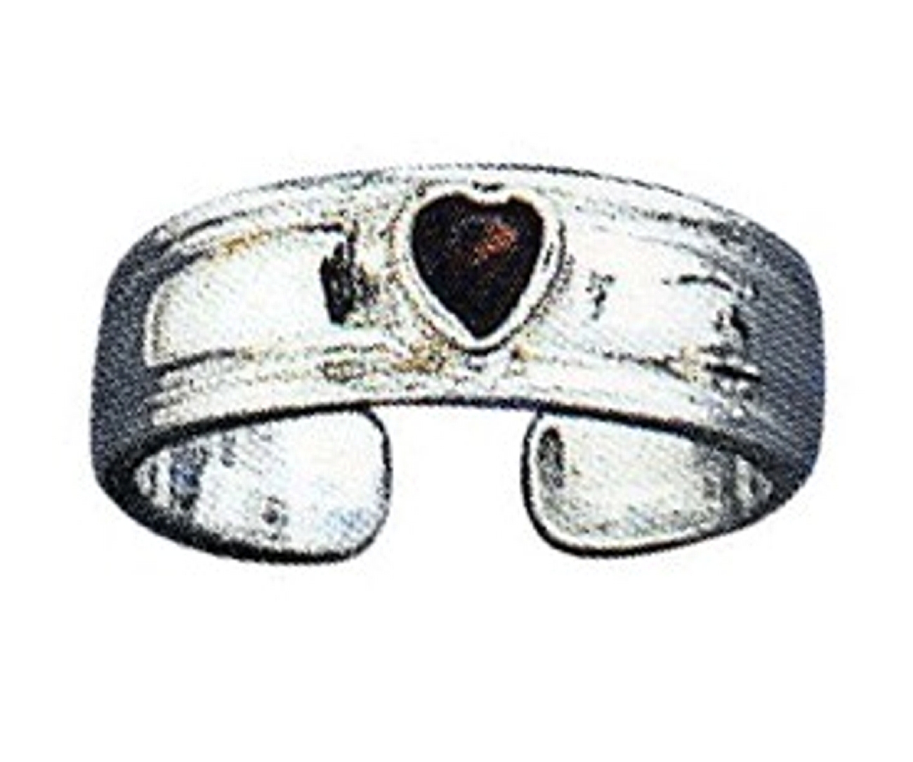 Adjustable Plain Band With Red Garnet Gemstone Heart Toe Ring Adjustable Plain Band With Red Garnet Gemstone Heart Toe Ring