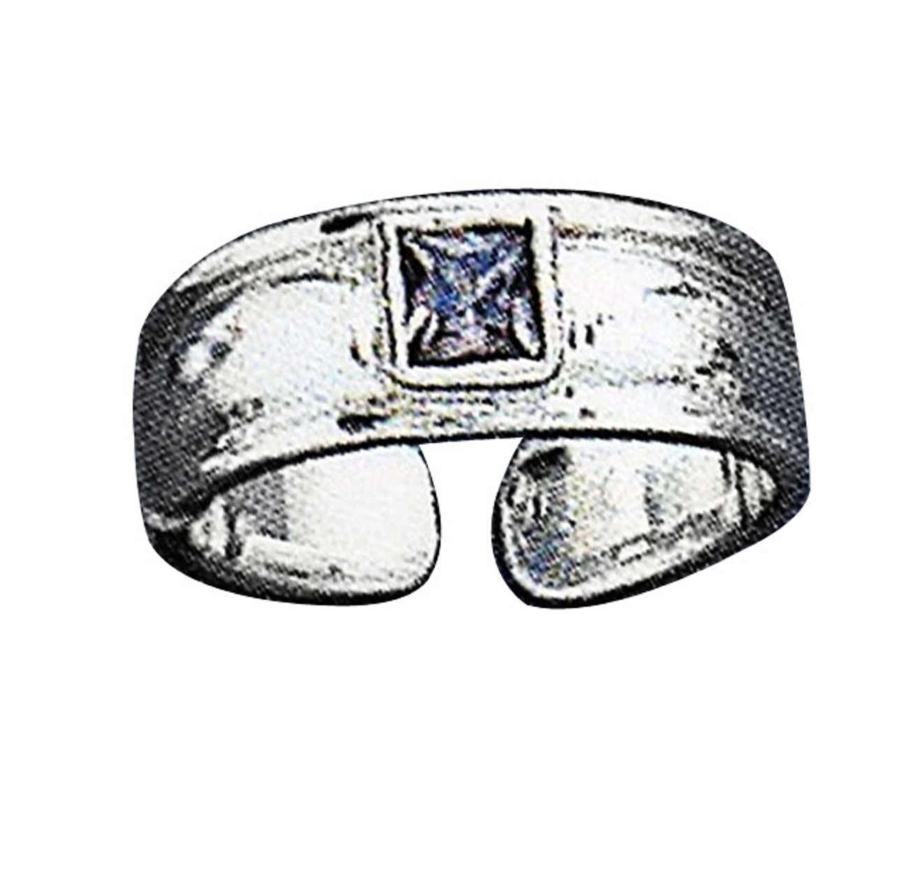 Square Amethyst Gemstone Adjustable Toe Ring On Plain Band Square Amethyst Gemstone Adjustable Toe Ring On Plain Band