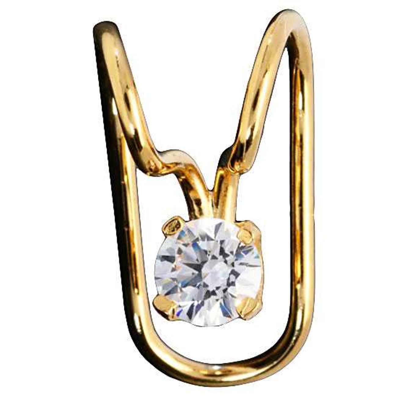 Upper Ear Gold Vermeil 4mm Round Cubic Zirconia Wire Ear Cuff Upper Ear Gold Vermeil 4mm Round Cubic Zirconia Wire Ear Cuff