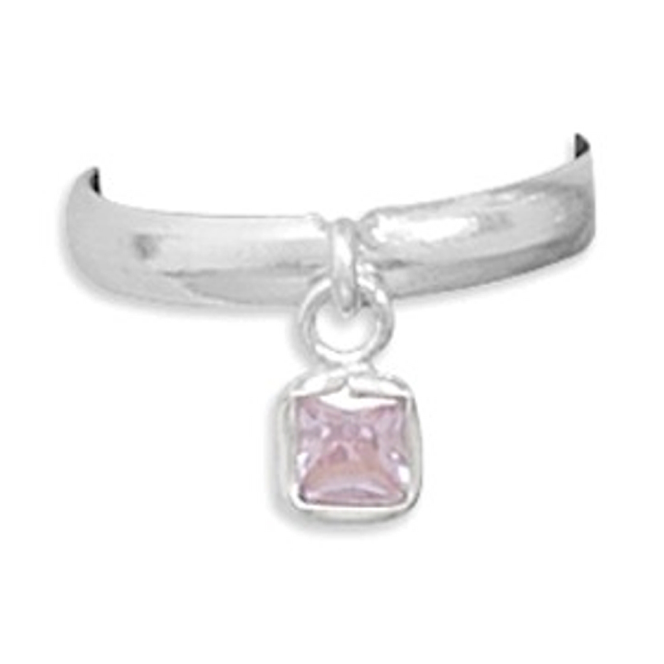 Pinkish Cubic Zirconia Dangle Charm Thin Band Adjustable Toe Ring Pinkish Cubic Zirconia Dangle Charm Thin Band Adjustable Toe Ring