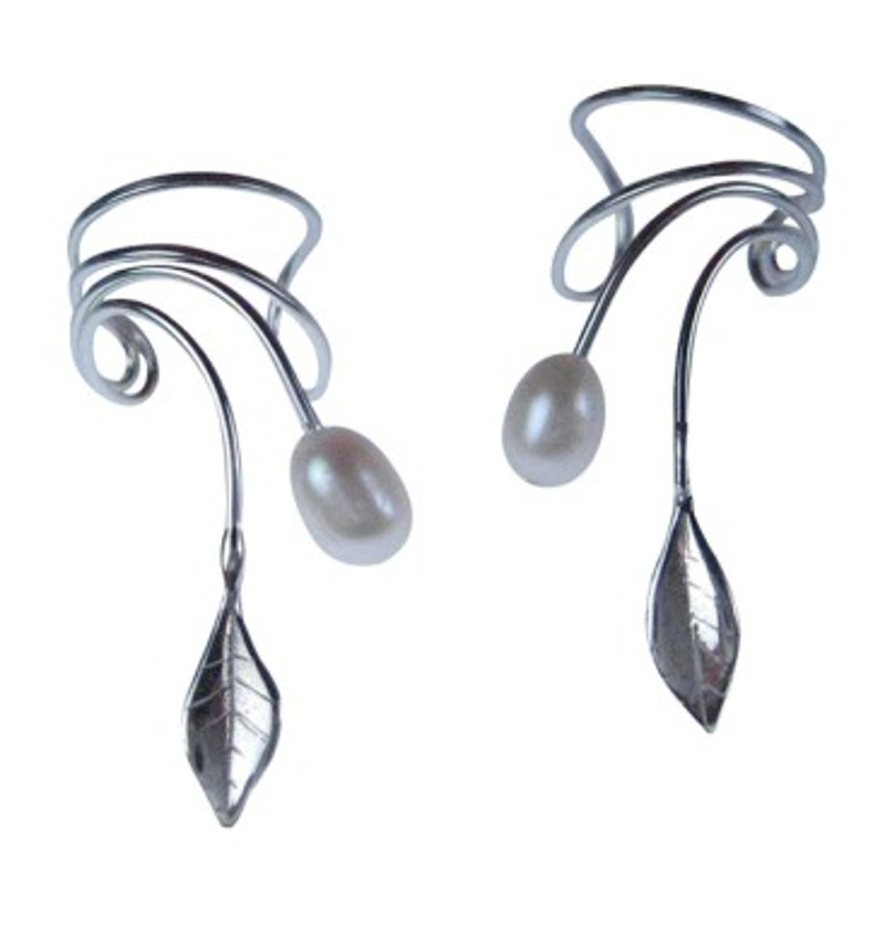Sterling Silver Pierceless Left Right Ear Cuff Wrap Earrings With Fres Sterling Silver Pierceless Left Right Ear Cuff Wrap Earrings With Fres