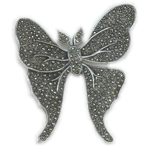 Marcasite Large Winged Luna Atlas Moth Brooch Pin Marcasite Large Winged Luna Atlas Moth Brooch Pin