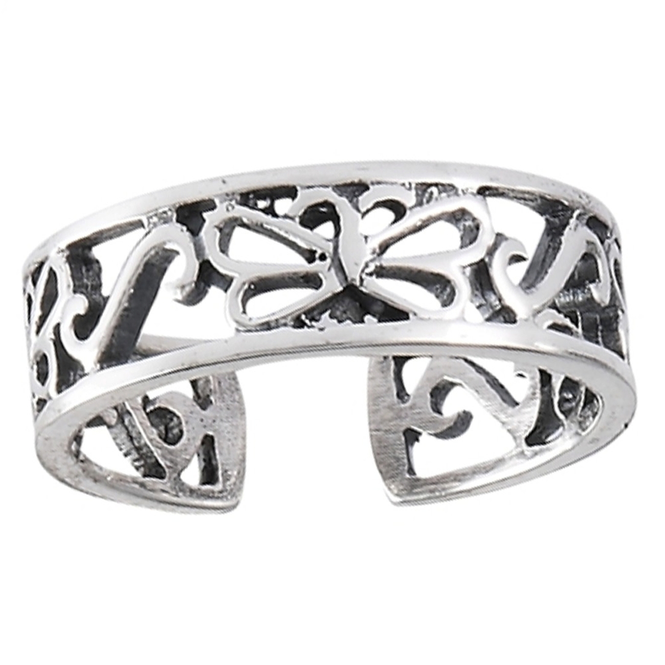 Three Butterfly Cutout Band Toe Ring Three Butterfly Cutout Band Toe Ring
