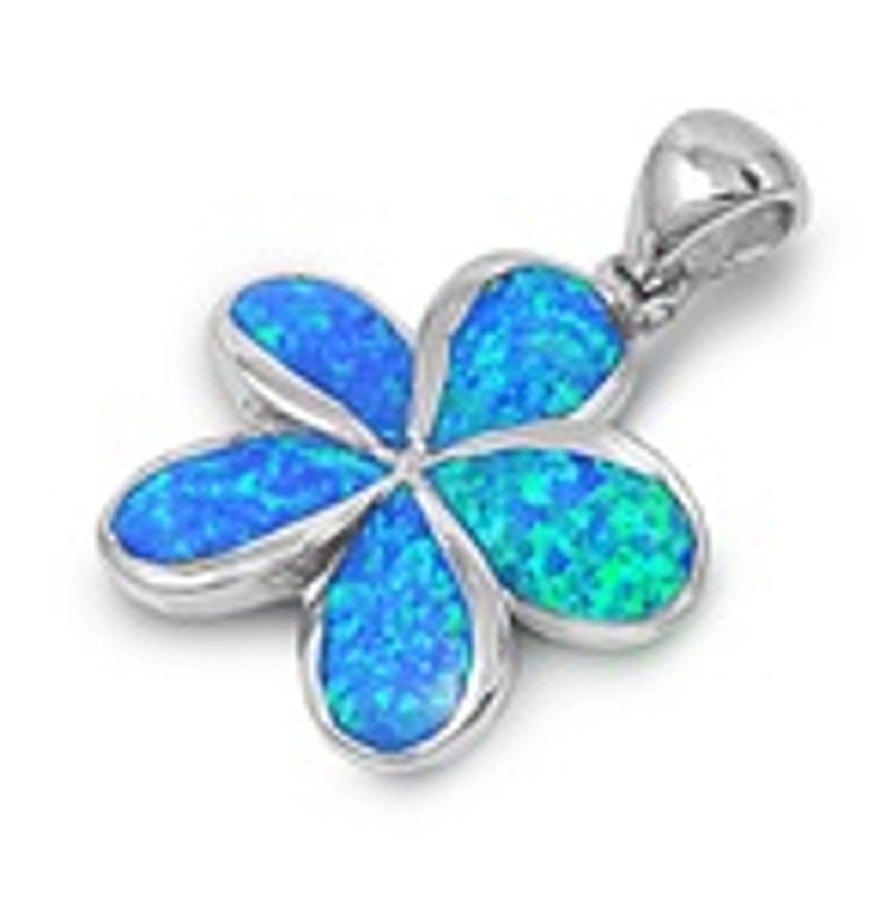 Sterling Silver Blue/Green Opal Plumeria Pendant Sterling Silver Blue/Green Opal Plumeria Pendant