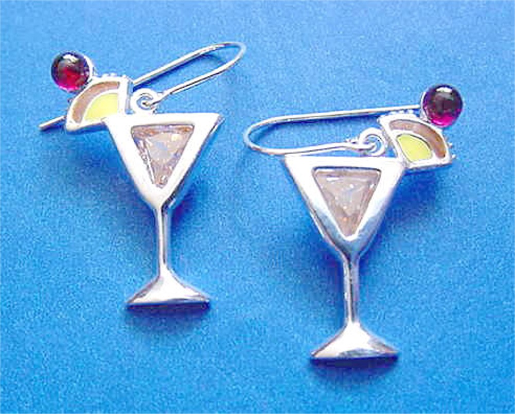 Sterling Silver Yellow Cubic Zirconia Mai Tai Cocktail Earrings Sterling Silver Yellow Cubic Zirconia Mai Tai Cocktail Earrings