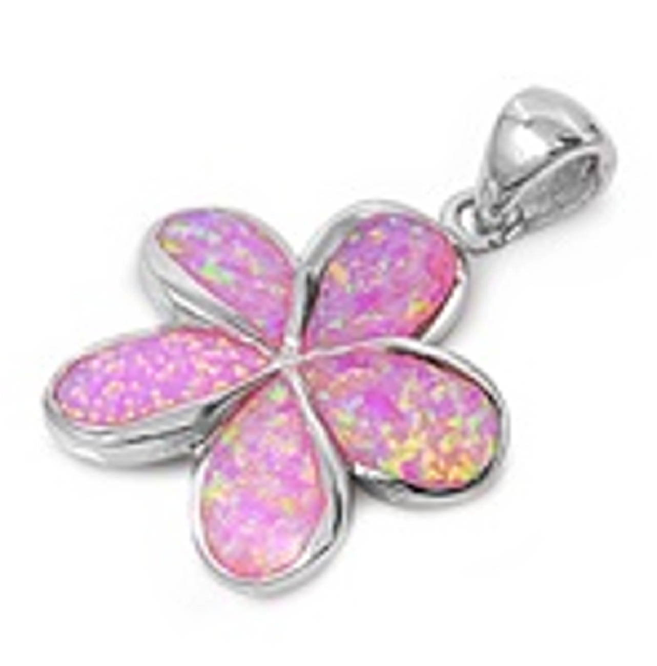 Sterling Silver Pink Opal Plumeria Pendant Sterling Silver Pink Opal Plumeria Pendant