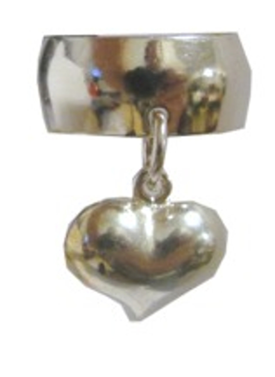 Left Or Right Nonpiercing Dangling Puffed Heart Charmed Ear Cuff Left Or Right Nonpiercing Dangling Puffed Heart Charmed Ear Cuff
