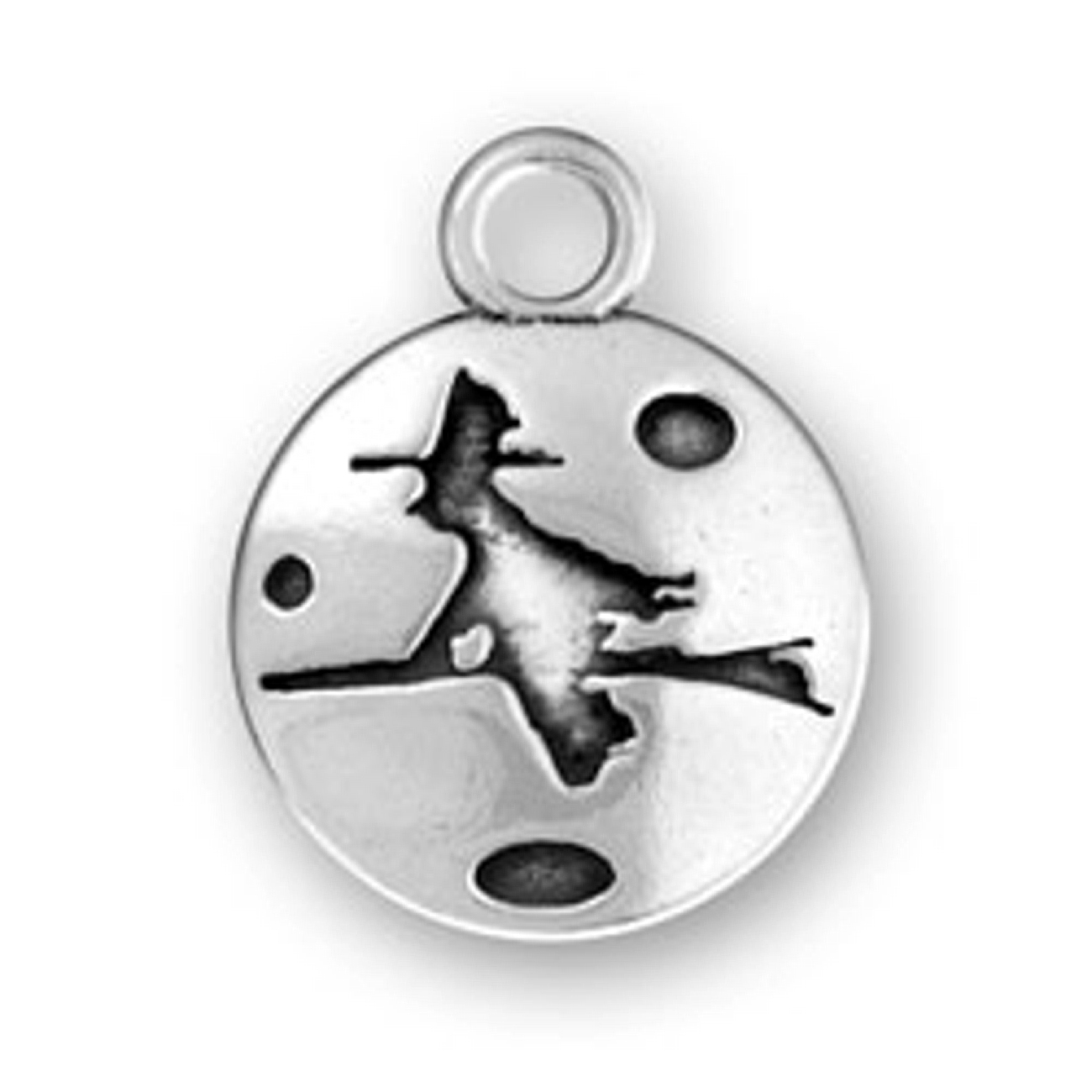 Witch On Flying Broom Circle Charm Witch On Flying Broom Circle Charm