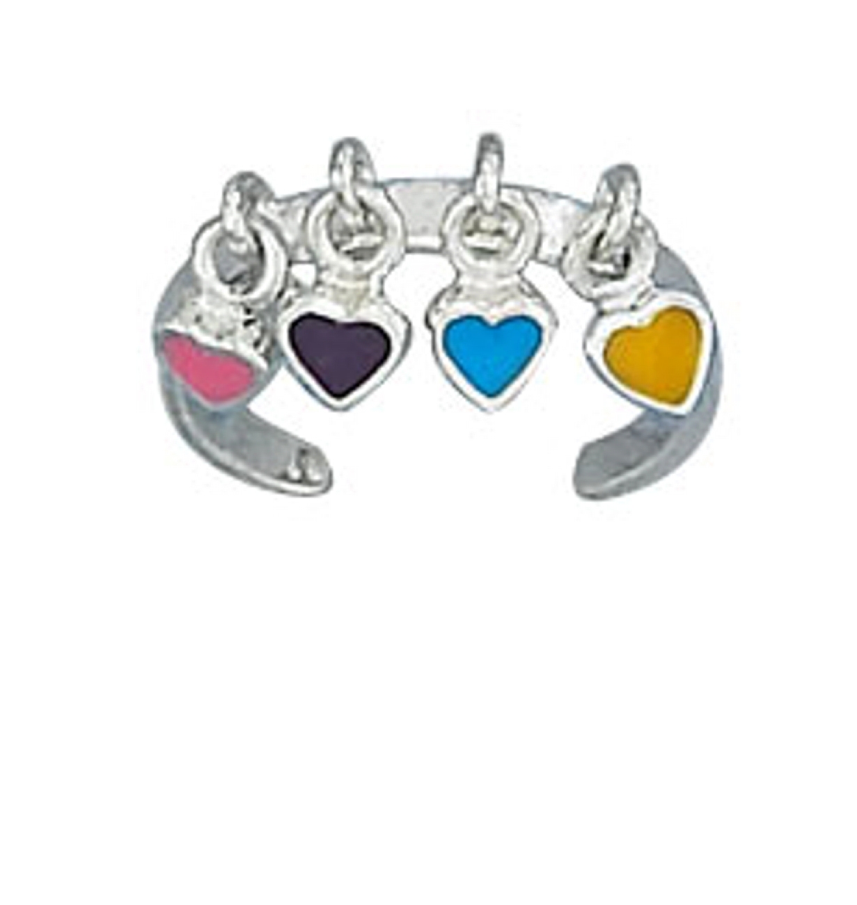 Pink Black Blue Yellow Enamel Heart Dangle Charms Toe Ring Pink Black Blue Yellow Enamel Heart Dangle Charms Toe Ring